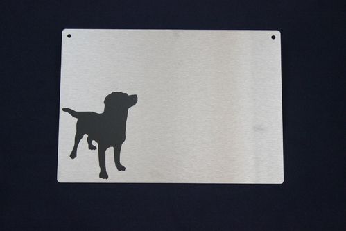 Edelstahl Magnettafel / Pinnwand DIN A4 "Hund-Labrador"